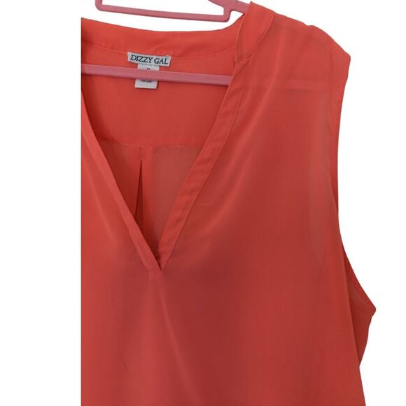 Dizzy Gal Women's 3X Orange Blouse Top Plus V-Neck Lightweight - Picture 8 of 8